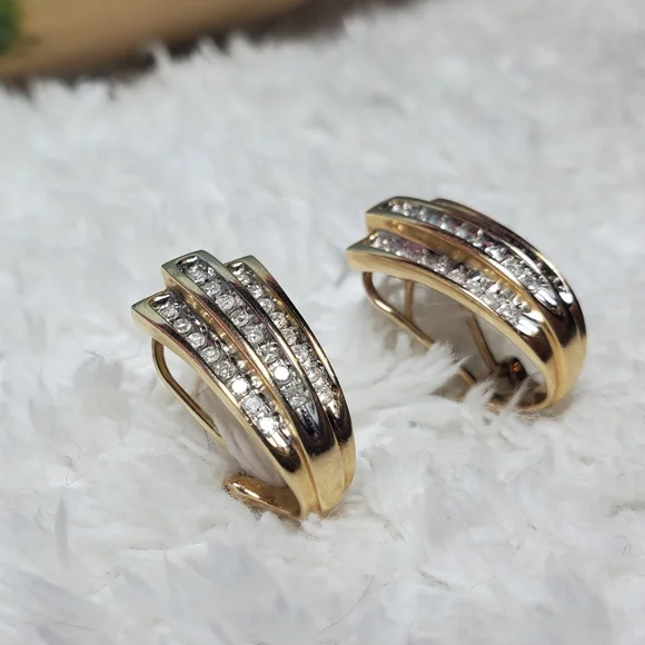 Zales14kGold Channel Set Diamond Earrings - Picture 3 of 14